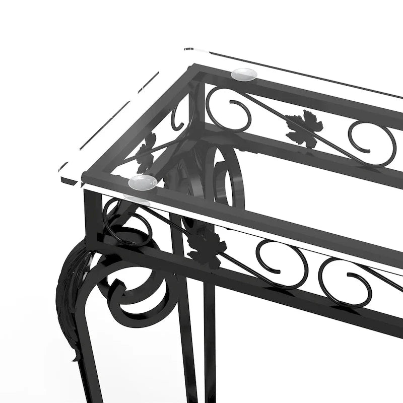 Glass and Metal Console Table with Storage