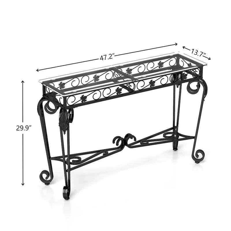 Glass and Metal Console Table with Storage