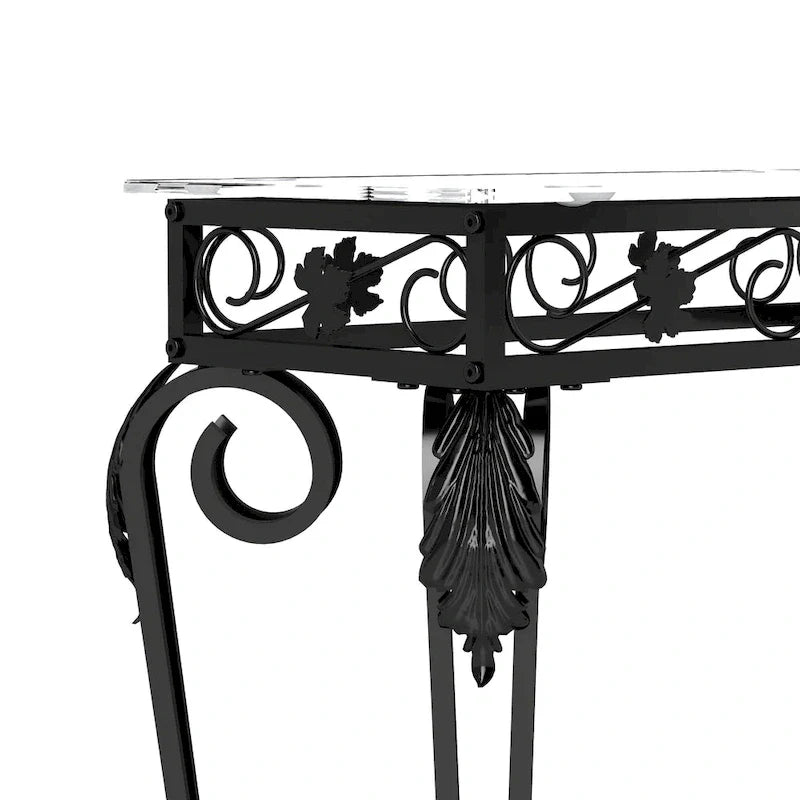 Glass and Metal Console Table with Storage