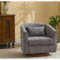 360-Degree Swivel Accent Chair with Wood Base