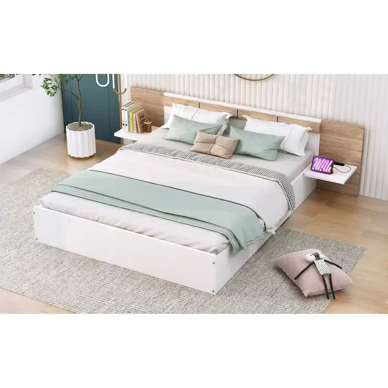 Queen Platform Bed with Storage and USB Ports