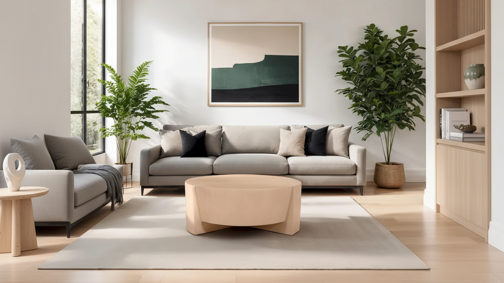 Round Mango Wood Coffee Table with 3 Legs