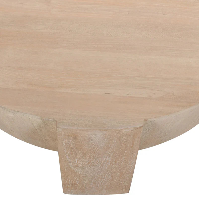 Round Mango Wood Coffee Table with 3 Legs