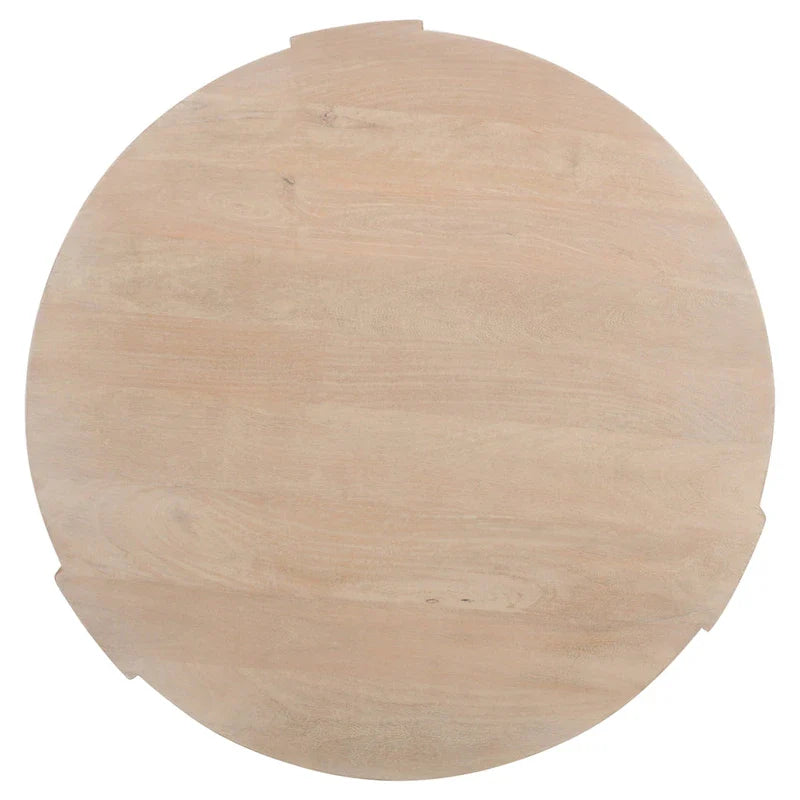Round Mango Wood Coffee Table with 3 Legs