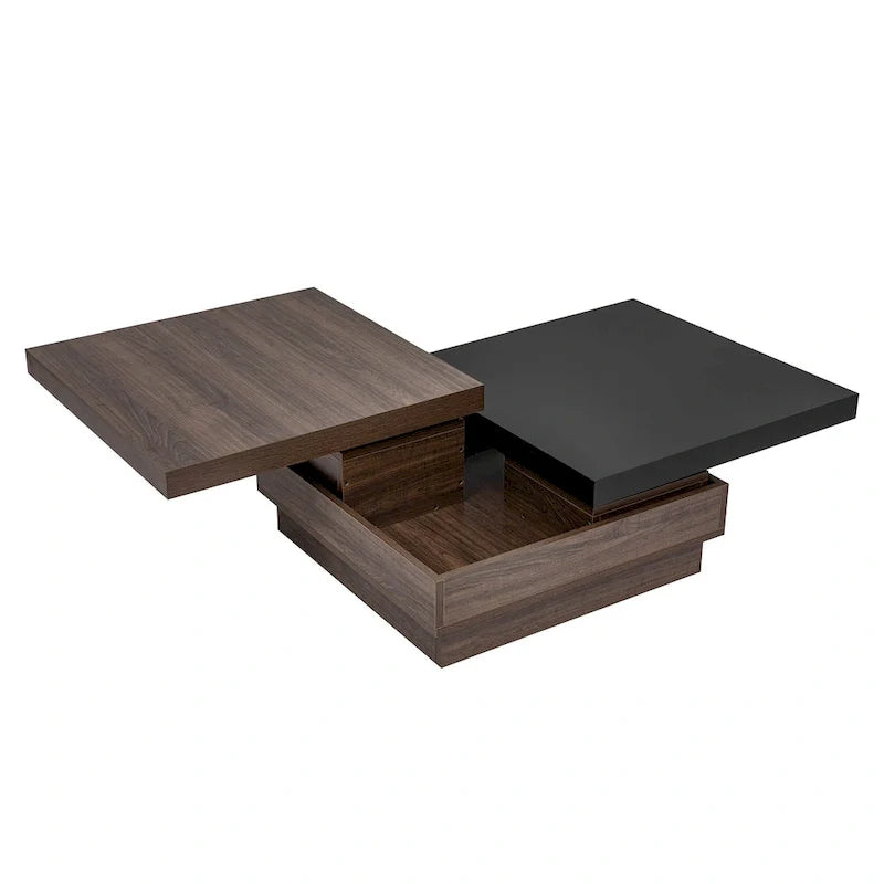 Square Coffee Table with Swivel Top and Hidden Storage