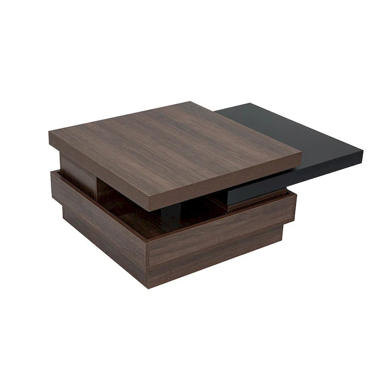 Square Coffee Table with Swivel Top and Hidden Storage