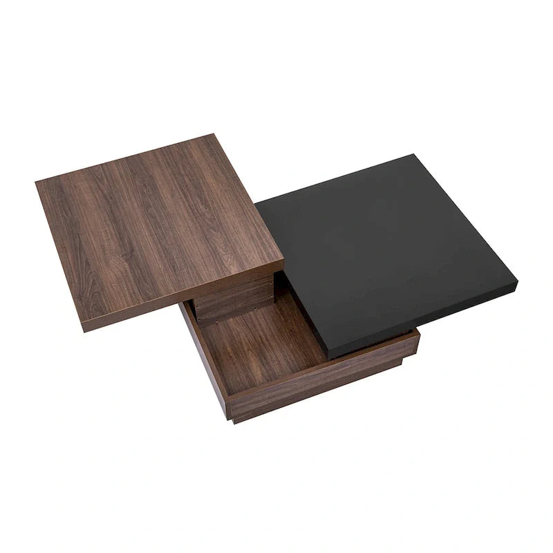 Square Coffee Table with Swivel Top and Hidden Storage