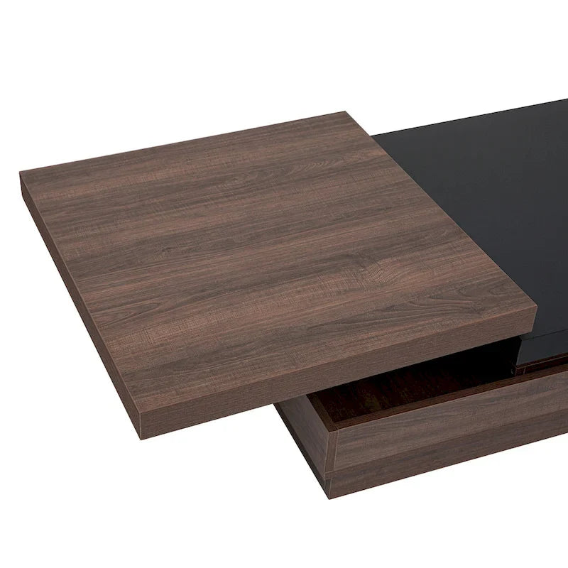 Square Coffee Table with Swivel Top and Hidden Storage