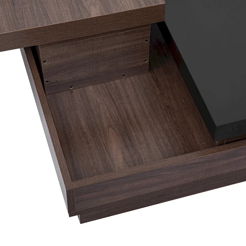 Square Coffee Table with Swivel Top and Hidden Storage