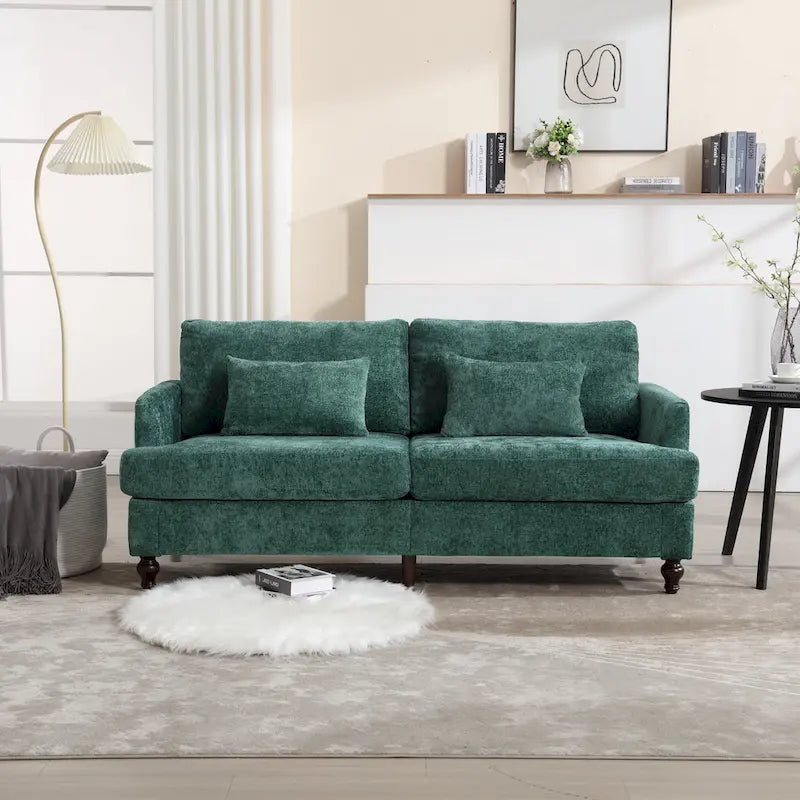 2-Seater Chenille Sofa with Detachable Cushions