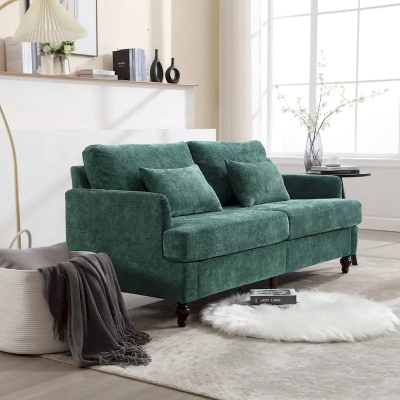 2-Seater Chenille Sofa with Detachable Cushions