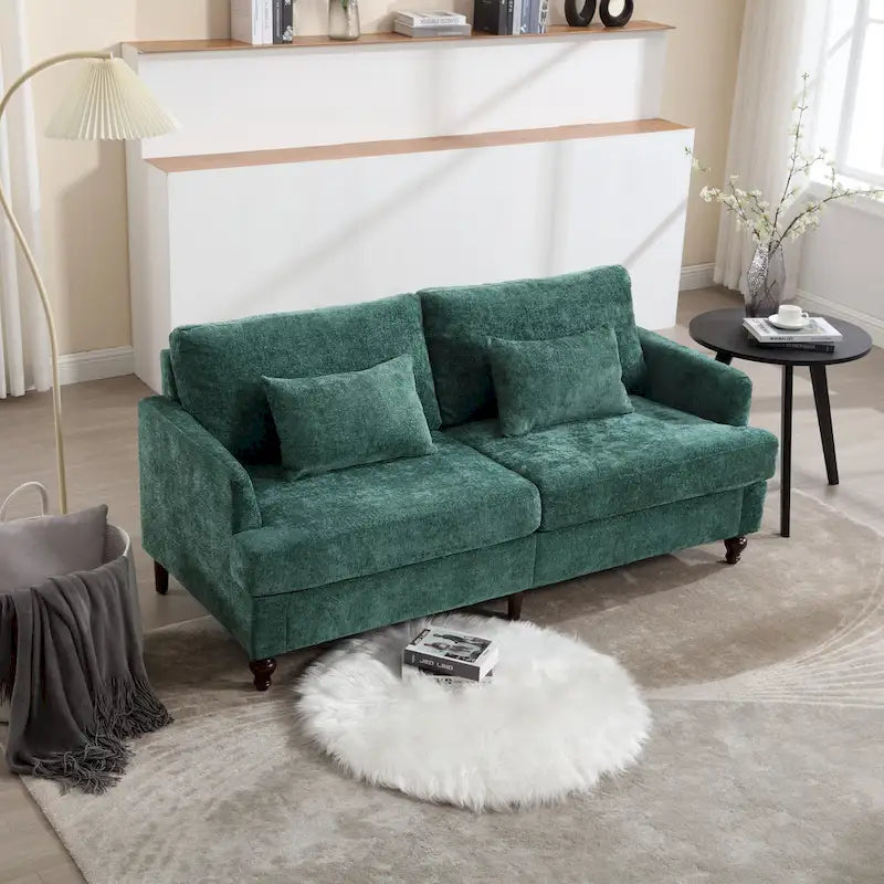 2-Seater Chenille Sofa with Detachable Cushions
