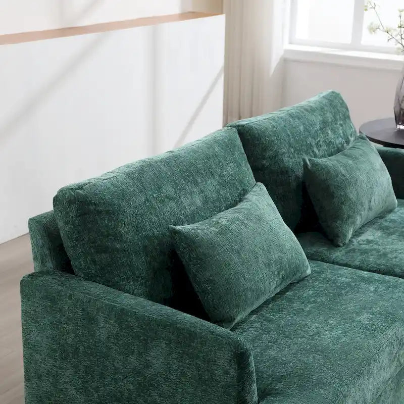 2-Seater Chenille Sofa with Detachable Cushions
