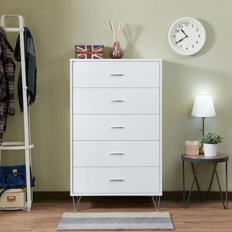 5-Drawer Vertical Chest with Metal Legs