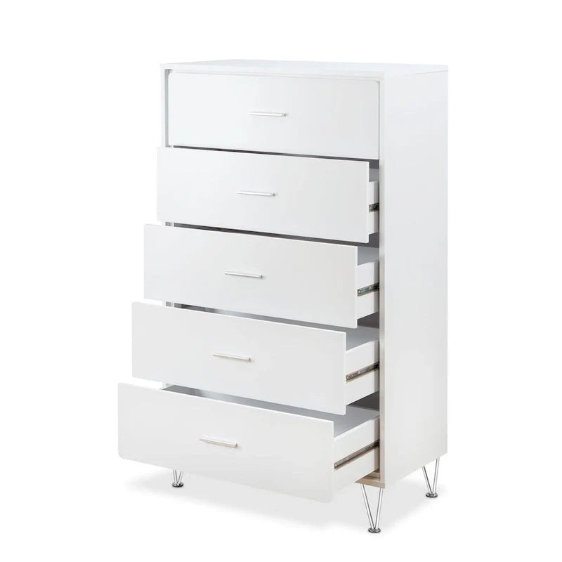 5-Drawer Vertical Chest with Metal Legs