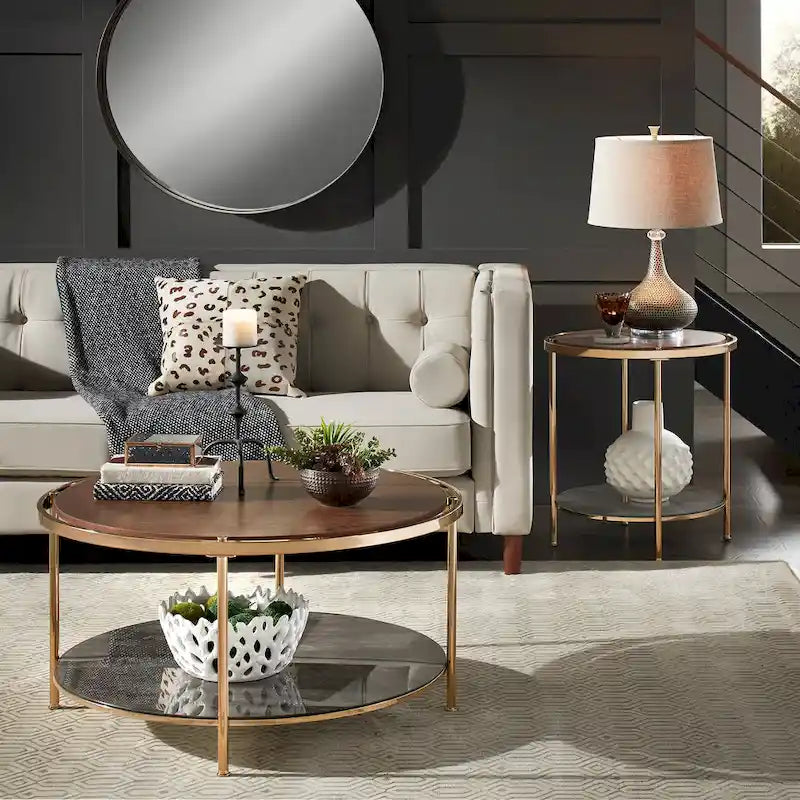 Celsus Champagne Gold Coffee Table Set with Storage by iNSPIRE Q Bold