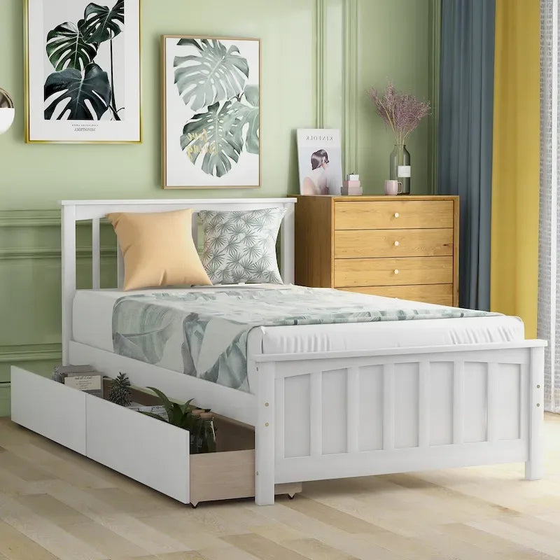 Twin Platform Bed with Storage Drawers