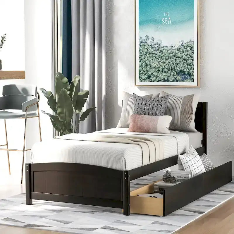 Twin Platform Bed with Storage Drawers
