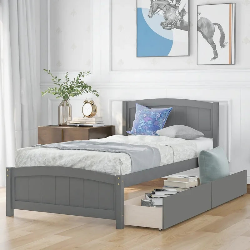 Twin Platform Bed with Storage Drawers