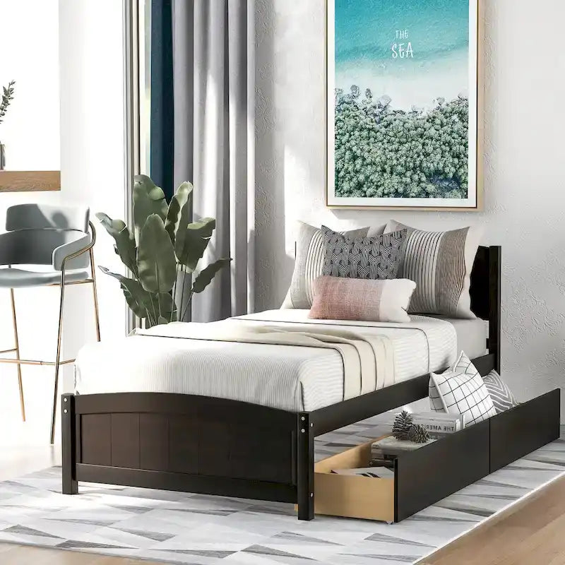 Twin size Platform Bed with Two Drawers