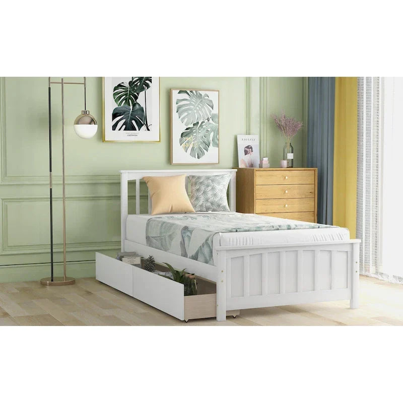 Twin Platform Bed with Storage Drawers