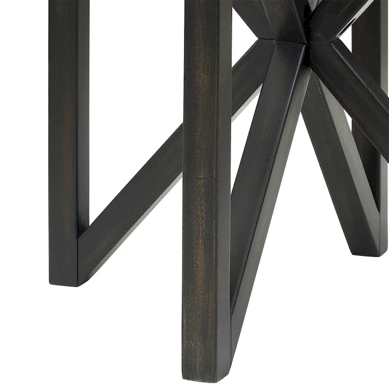 Glass Coffee Table with Wood Base