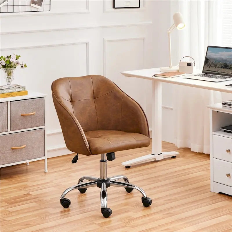 Velvet Adjustable Swivel Office Chair with Armrests