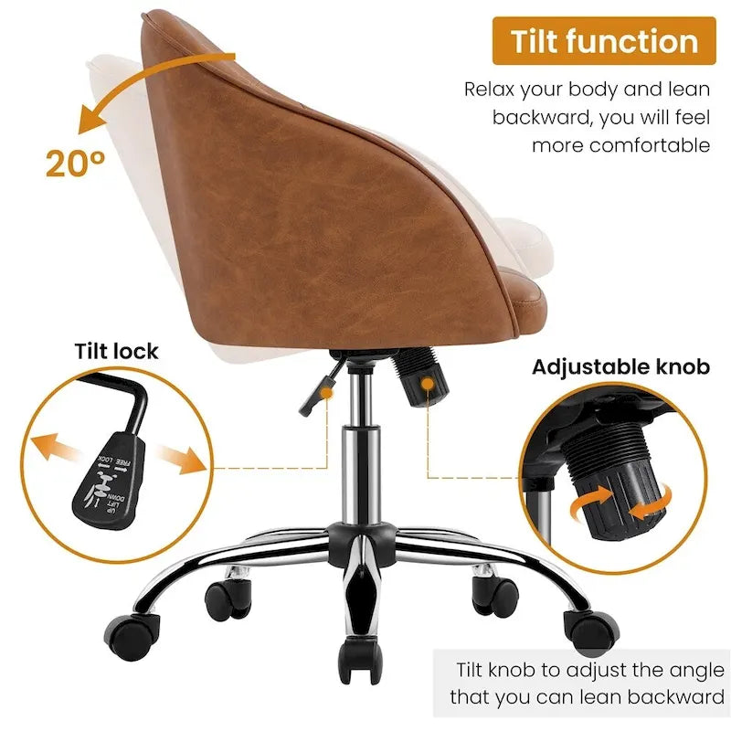Velvet Adjustable Swivel Office Chair with Armrests