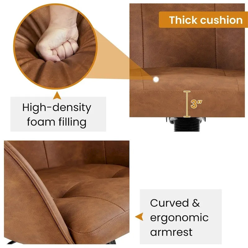 Velvet Adjustable Swivel Office Chair with Armrests