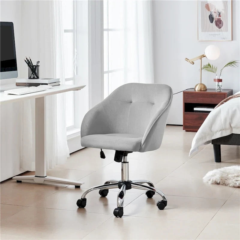 Velvet Adjustable Swivel Office Chair with Armrests