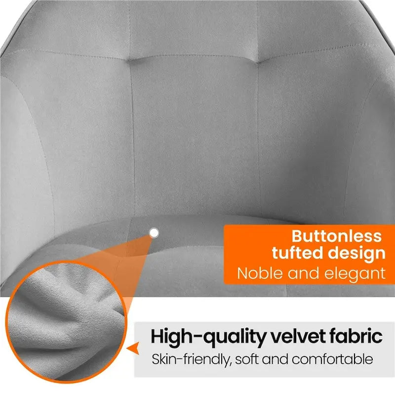 Velvet Adjustable Swivel Office Chair with Armrests