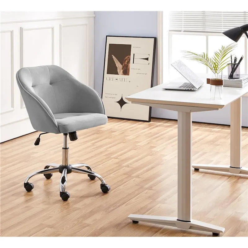 Velvet Adjustable Swivel Office Chair with Armrests