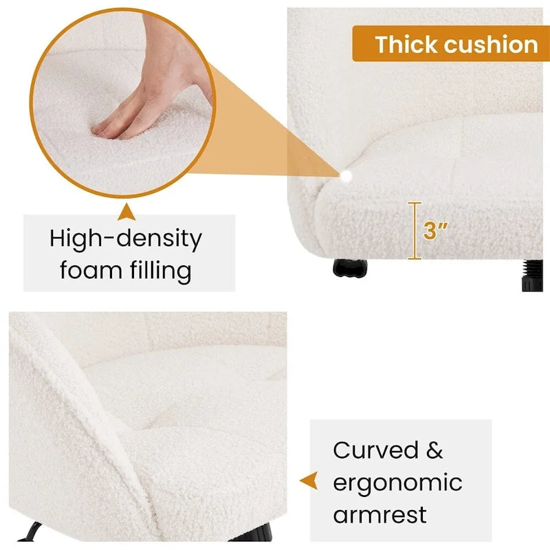 Velvet Adjustable Swivel Office Chair with Armrests