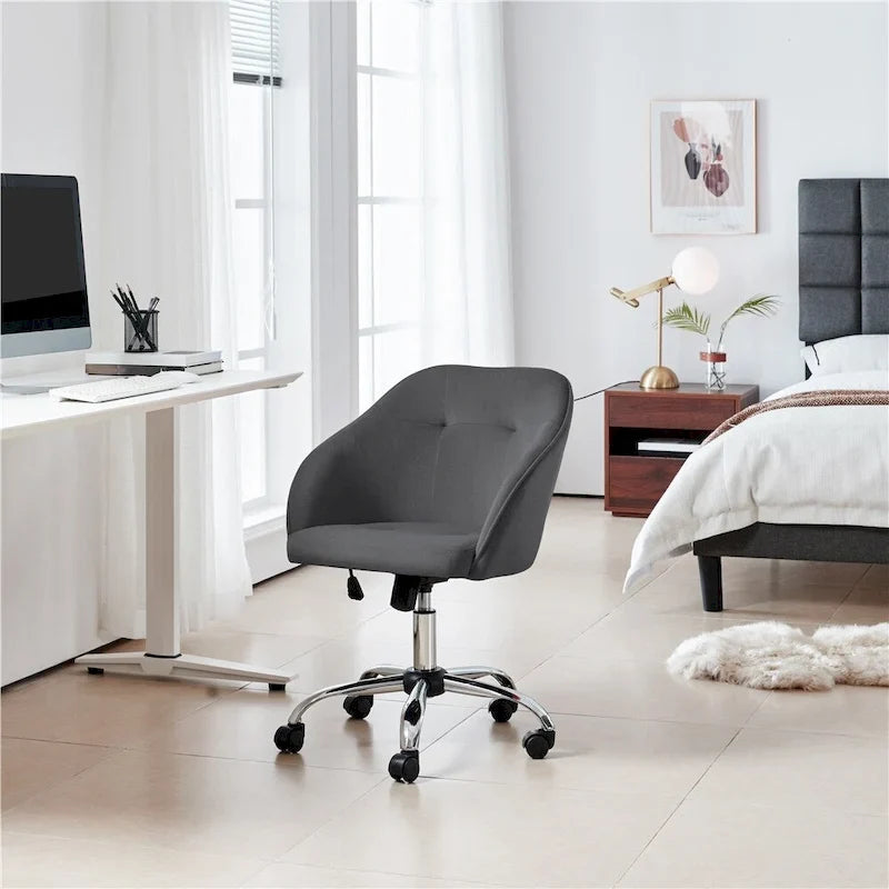 Velvet Adjustable Swivel Office Chair with Armrests