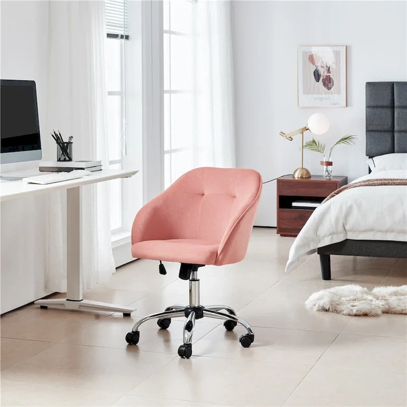Velvet Adjustable Swivel Office Chair with Armrests