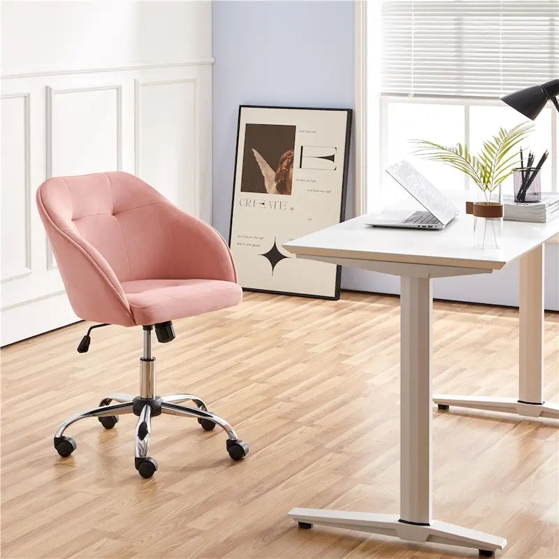 Velvet Adjustable Swivel Office Chair with Armrests