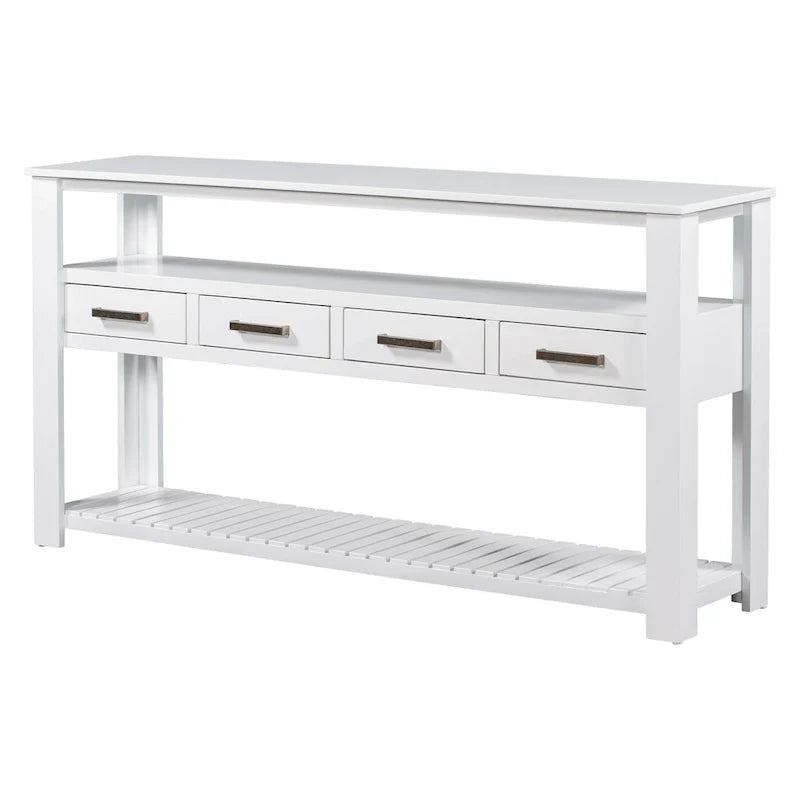 Console Table with 4 Drawers and 2 Shelves