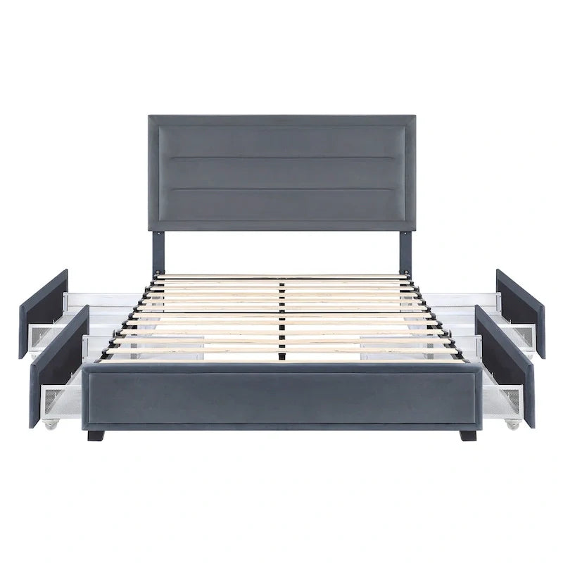 Furniture of America Naxime Modern 4-Drawer Fabric Platform Bed