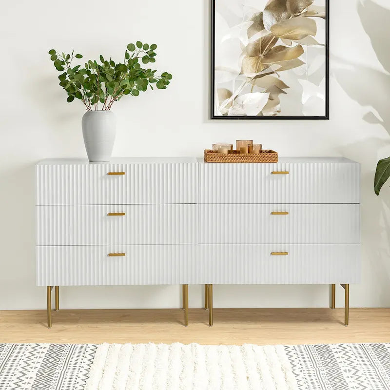 Gilb Modern 3-Drawer Dresser Nightstand with Metal Legs Set of 2 by HULALA HOME