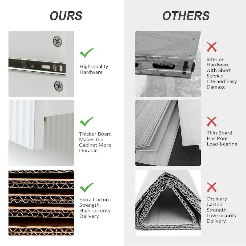 3-Drawer Nightstand with Metal Legs, Set of 2