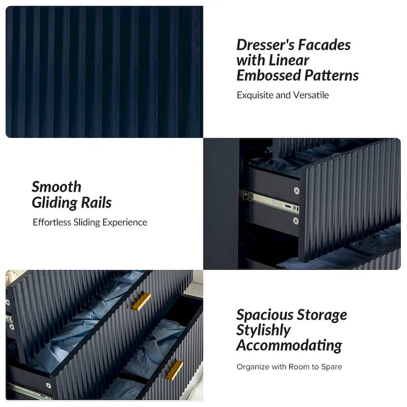 3-Drawer Nightstand with Metal Legs, Set of 2