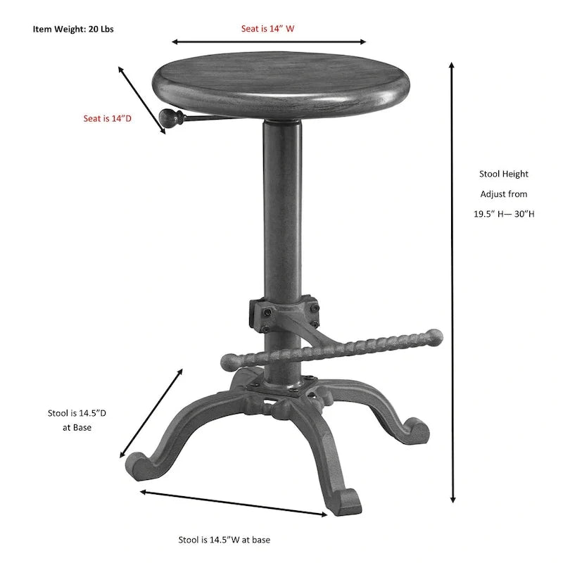 Adjustable Height Industrial Stool