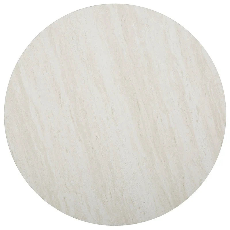 Faux Marble Round Coffee Table with Silver Finish