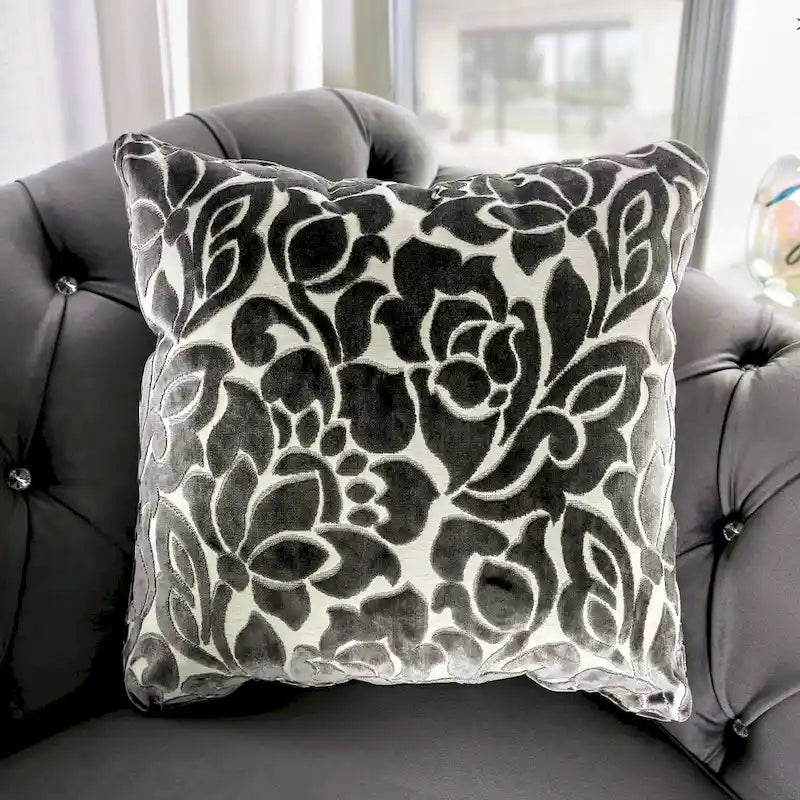 Grey Velvet Button Tufted Sofa