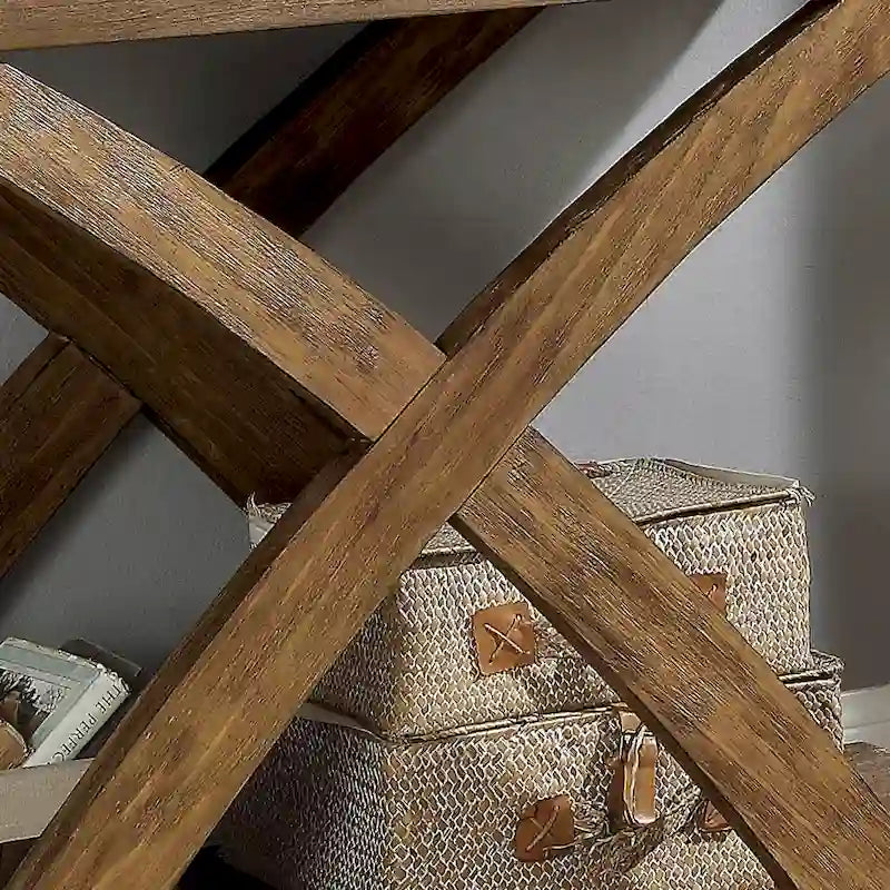 Solid Wood Sofa Table with Storage Shelf