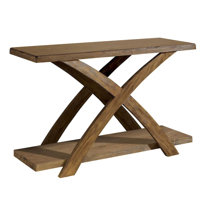 Solid Wood Sofa Table with Storage Shelf