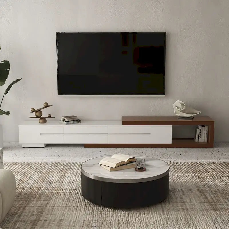 Extendable TV Stand with 3 Drawers for TVs up to 100