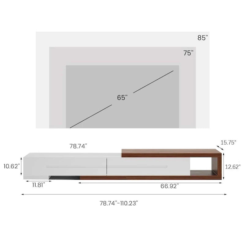 Extendable TV Stand with 3 Drawers for TVs up to 100