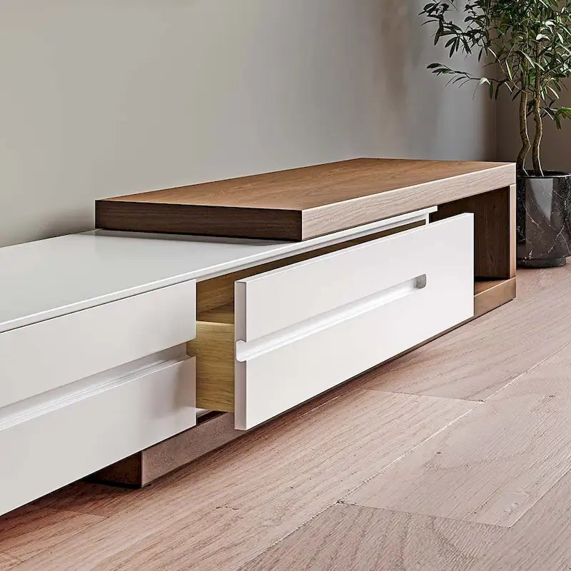 Extendable TV Stand with 3 Drawers for TVs up to 100