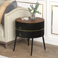Round End Table with 2 Storage Drawers